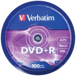 Płyta DVD+R Verbatim 4.7GB 16X 100szt srebrny 43551