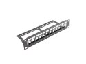 LANBERG PATCH PANEL PUSTY 12 PORT 1U 10" Z ORGANIZEREM DO MODUŁÓW KEYSTONE CZARNY PPKS-9112-B