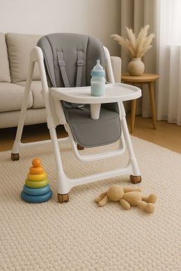 Krzesełko fotelik do karmienia regulacja wysokości ekoskóra pasy podwójna tacka ECOTOYS