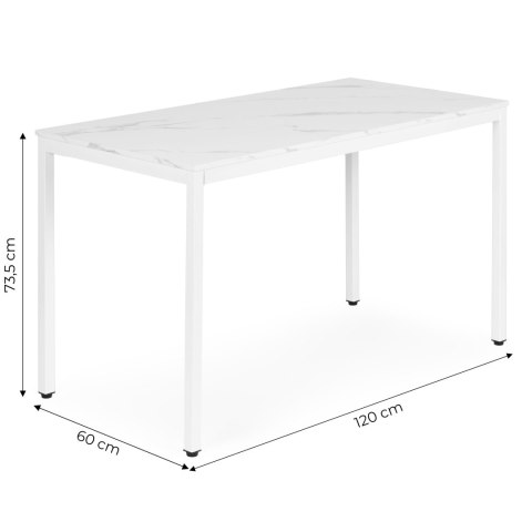 Stół do kuchni jadalni dla 4-5 osób biurko komputerowe 120x60 cm biały marmur ModernHome