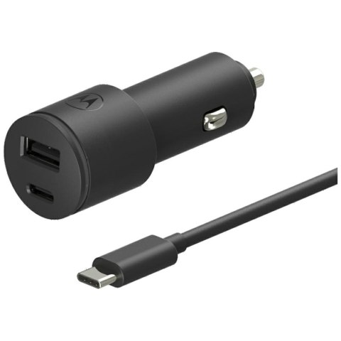 Ładowarka samochodowa Motorola TurboPower 45W Dual USB-A/USB-C z kablem USB-C 1m czarny