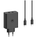 Ładowarka sieciowa Motorola TurboPower 125W Dual 2x USB-C z kablem USB-C 1m czarny