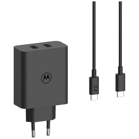 Ładowarka sieciowa Motorola TurboPower 125W Dual 2x USB-C z kablem USB-C 1m czarny