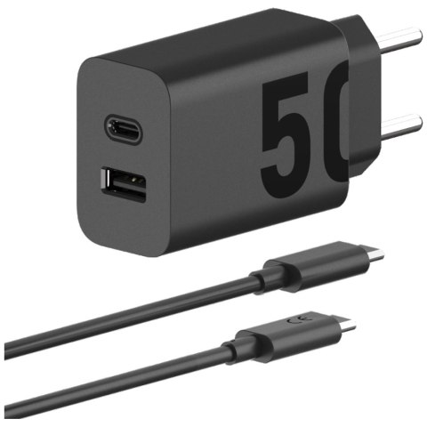 Ładowarka sieciowa Motorola TurboPower 50W Dual USB-C/USB-A z kablem USB-C 1m czarny