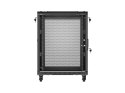 Szafa instalacyjna RACK stojąca 19" 15U 600x600 czarna drzwi perforowane Lanberg (flat pack)