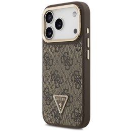Etui Guess 4G PU Triangle Logo & Stand Camera Magsafe do iPhone 17 Pro brązowy