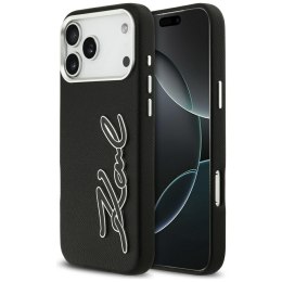 Etui Karl Lagerfeld FW Grained Signature Logo do iPhone 17 Pro Max czarny