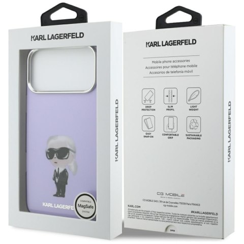 Etui Karl Lagerfeld IML Aquarelle Karl & Choupette & Logo MagSafe do iPhone 17 Pro Max fioletowy