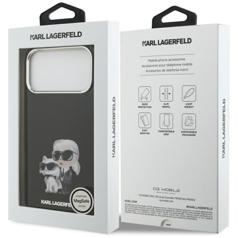 Etui Karl Lagerfeld IML Aquarelle Karl & Choupette & Logo MagSafe do iPhone 17 Pro czarny