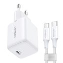 Ładowarka sieciowa Ugreen X513 30W GaN 1x USB-C + kabel USB-C 1m - biała