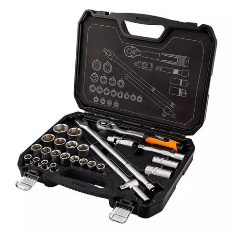 Zestaw kluczy nasadowych10-205, 25, rozmiar 1/2, walizka, NEO TOOLS
