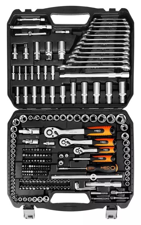 Zestaw kluczy nasadowych10-220, 220 szt, rozmiary 1/4, 1/2, 3/8, walizka, NEO TOOLS