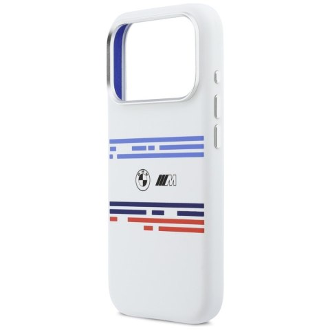 Etui BMW M Silicon Horizontal Line MagSafe do iPhone 17 Pro biały
