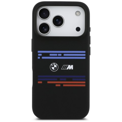 Etui BMW M Silicon Horizontal Line MagSafe do iPhone 17 Pro czarny