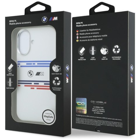 Etui BMW M Silicon Horizontal Line MagSafe do iPhone 17 biały