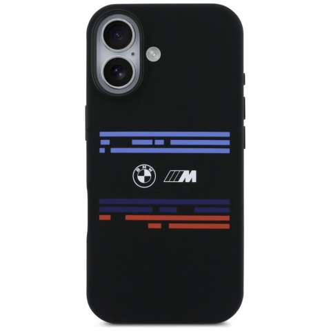Etui BMW M Silicon Horizontal Line MagSafe do iPhone 17 czarny