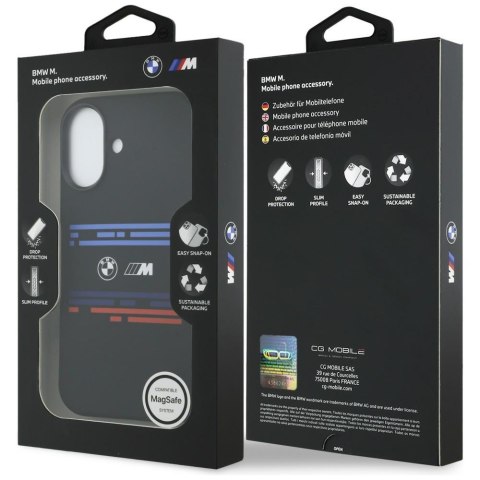 Etui BMW M Silicon Horizontal Line MagSafe do iPhone 17 czarny