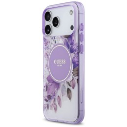 Etui Guess IML Flower & Tonal Circle MagSafe do iPhone 17 Pro Max fioletowy