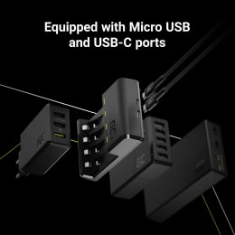 Green Cell ładowarka do aparatu GRADGC01, na 4 szt. AA/AAA/C/D/9V, NiMH, 110-240V, ładowanie pojedynczych cel, micro USB, USB-C