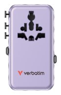 VERBATIM CHARGE 'N' TRAVEL 70W 2C CHOWANY UNIWERSALNY ADAPTER PODRÓŻNY FIOLETOWY