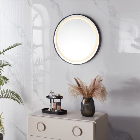 Lustro łazienkowe LED okrągłe ścienne 60 cm 3 barwy anti-fog włącznik dotykowy ModernHome