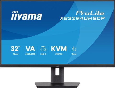 Monitor iiyama ProLite 32'' 4K VA z USB-C (95W), przełącznikiem KVM i obsługą PiP/PbP