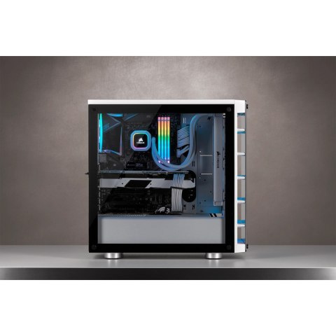 CORSAIR iCUE 465X RGB - Wieża - ATX - Panel boczny z okienkiem (szkło hartowane) - Bez zasilacza (ATX) - Biały - USB/Audio (CC-9