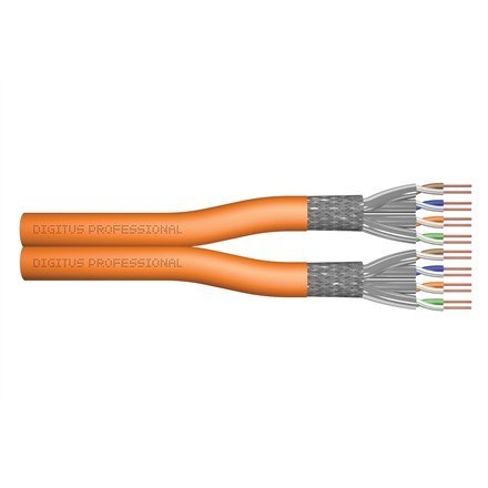 Kabel instalacyjny dupleksowy DIGITUS kat.7, S/FTP, Dca, AWG 23/1, LSOH, 500m, pomarańczowy, szpula