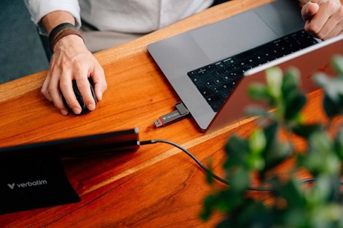 Verbatim USB flash disk, USB C a USB 3.2 Gen 1, 128GB, Dual QuickStick, szary, 32040, USB C, z oczkiem na brelok