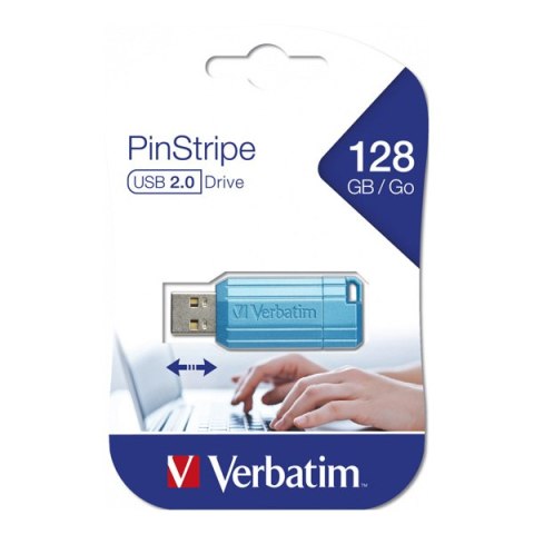 Verbatim USB flash disk, USB 2.0, 128GB, Store,N,Go PinStripe, niebieski, 49461, do archiwizacji danych