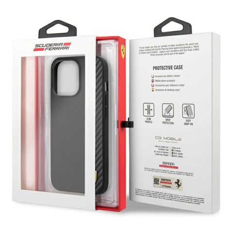 Ferrari FESAXHCP13XBK iPhone 13 Pro Max 6,7" czarny/black hardcase On Track Carbon Stripe
