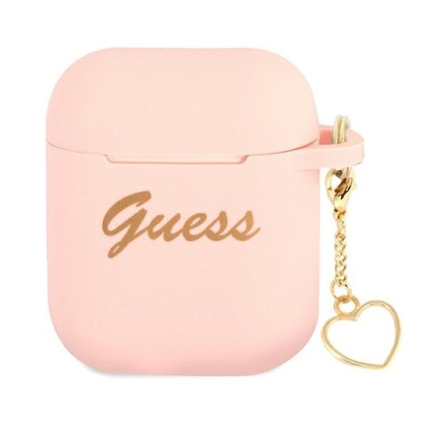 Guess GUA2LSCHSP AirPods cover różowy/pink Silicone Charm Heart Collection