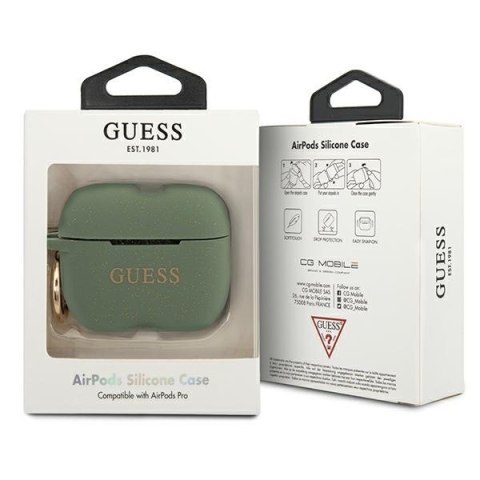 Guess GUACAPSILGLKA AirPods Pro cover khaki Silicone Glitter