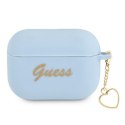 Guess GUAPLSCHSB AirPods Pro cover niebieski/blue Silicone Charm Heart Collection