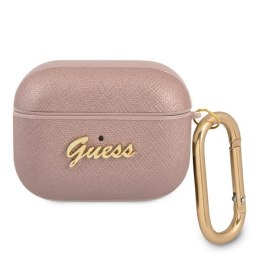 Guess GUAPSASMP AirPods Pro cover różowy/pink Saffiano Script Metal Collection