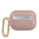 Guess GUAPSASMP AirPods Pro cover różowy/pink Saffiano Script Metal Collection