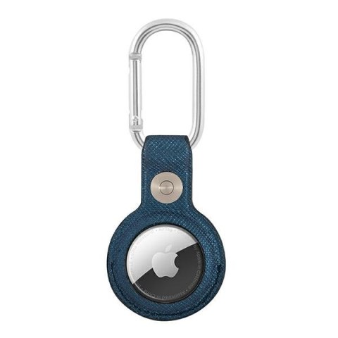 Guess GUATPSASRSB AirTag case niebieski/blue Saffiano Vintage Script