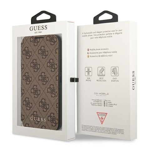 Guess GUBKS22MG4GFBR S22+ S906 brązowy/brown book 4G Metal Gold Logo