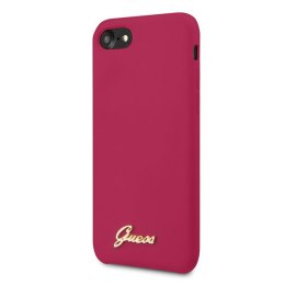 Guess GUHCI8LSLMGRE iPhone 7/8/SE 2020 / SE 2022 czerwony/burgundy hard case Silicone Vintage Gold Logo