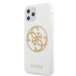 Guess GUHCN65TPUWHGLG iPhone 11 Pro Max biały/white hard case Glitter 4G Circle Logo