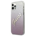 Guess GUHCP12LPCUGLSPI iPhone 12 Pro Max 6,7" różowy/pink hardcase Glitter Gradient Script