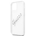 Guess GUHCP12MKTRSVSI iPhone 12/12 Pro 6,1" Transparent hardcase Vintage Script Silver