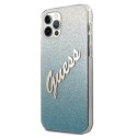 Guess GUHCP12MPCUGLSBL iPhone 12/12 Pro 6,1" niebieski/blue hardcase Glitter Gradient Script