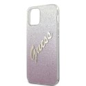 Guess GUHCP12MPCUGLSPI iPhone 12/12 Pro 6,1" różowy/pink hardcase Glitter Gradient Script