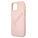 Guess GUHCP12MRSAVSRG iPhone 12/12 Pro 6,1" różowy/pink hardcase Saffiano Vintage Script