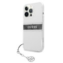 Guess GUHCP13LKB4GGR iPhone 13 Pro / 13 6,1" Transparent hardcase 4G Grey Strap Charm