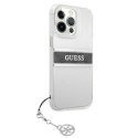 Guess GUHCP13LKB4GGR iPhone 13 Pro / 13 6,1" Transparent hardcase 4G Grey Strap Charm