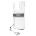 Guess GUHCP13LKB4GGR iPhone 13 Pro / 13 6,1" Transparent hardcase 4G Grey Strap Charm