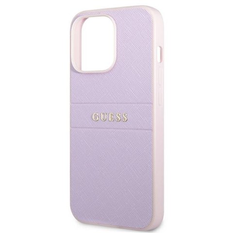 Guess GUHCP13LPSASBPU iPhone 13 Pro / 13 6,1" purpurowy/purple Saffiano Hot Stamp & Metal Logo