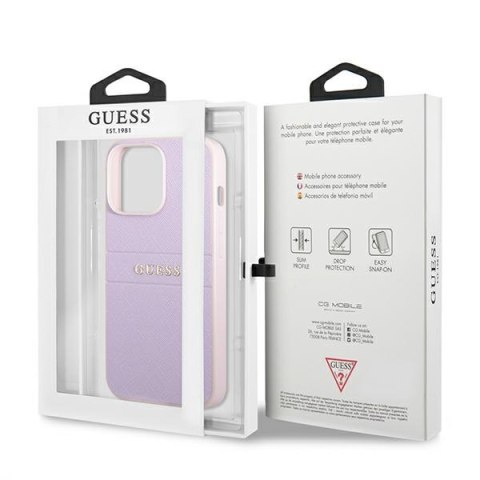 Guess GUHCP13LPSASBPU iPhone 13 Pro / 13 6,1" purpurowy/purple Saffiano Hot Stamp & Metal Logo